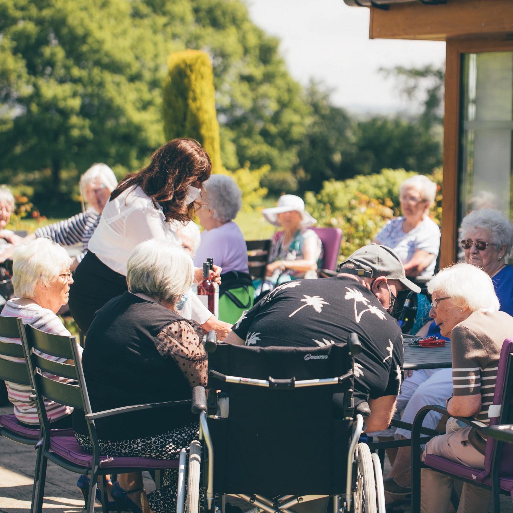 Residents chatting at Bagnall Heights